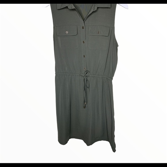 MARIO SERRANI Utility Sleeveless Dress With Tie Waist Olive Green Size Medium - Picture 4 of 7